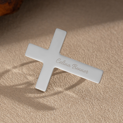 Custom Name Engraved Cross-shaped Finger Guard Ring