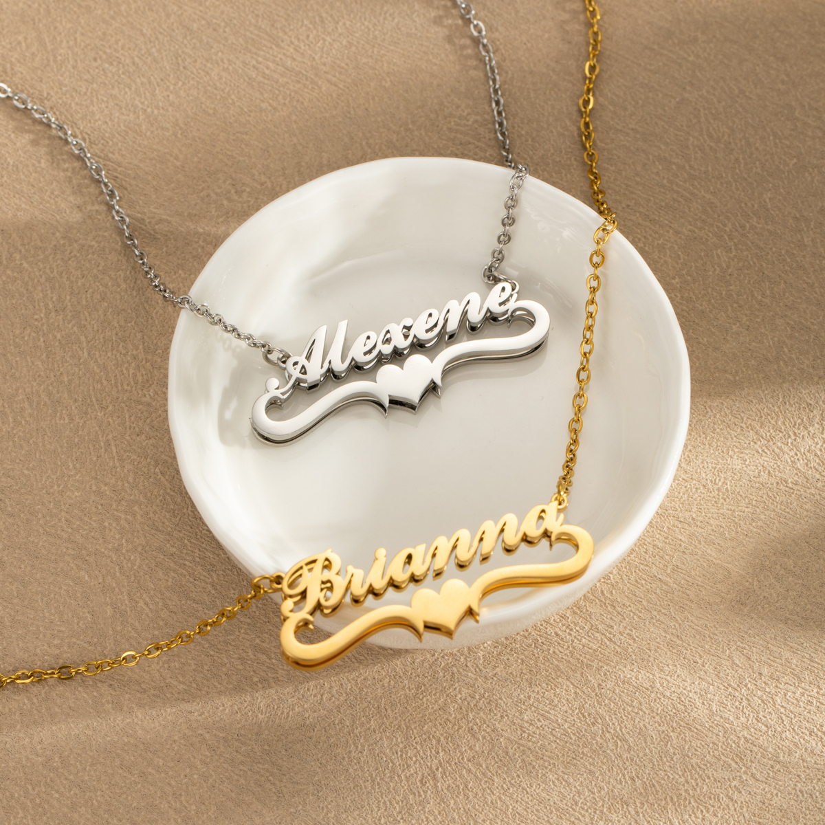 Love-shaped Customized Name Double-layer Necklace