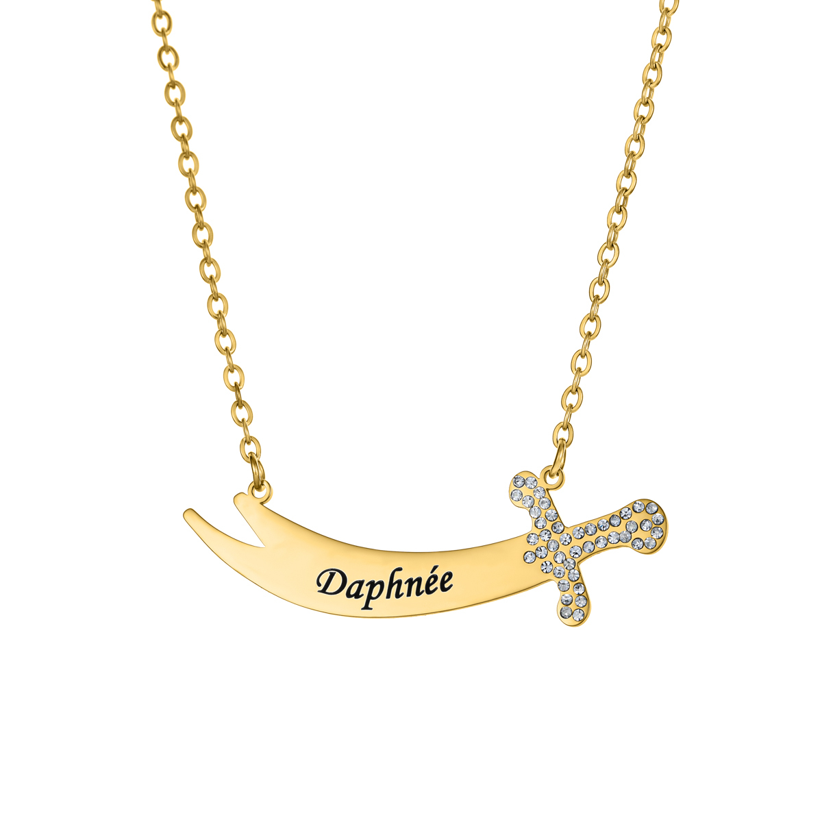 Custom rhinestones Name Necklace in the Shape of Knife