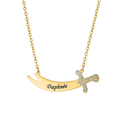 Custom rhinestones Name Necklace in the Shape of Knife