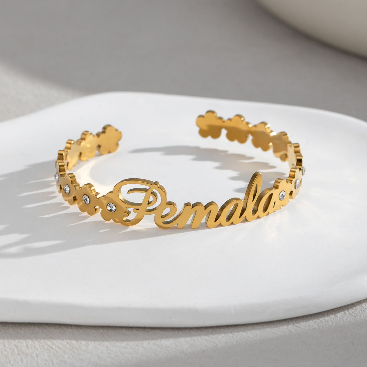 Custom Name Bangle With Rhinestone