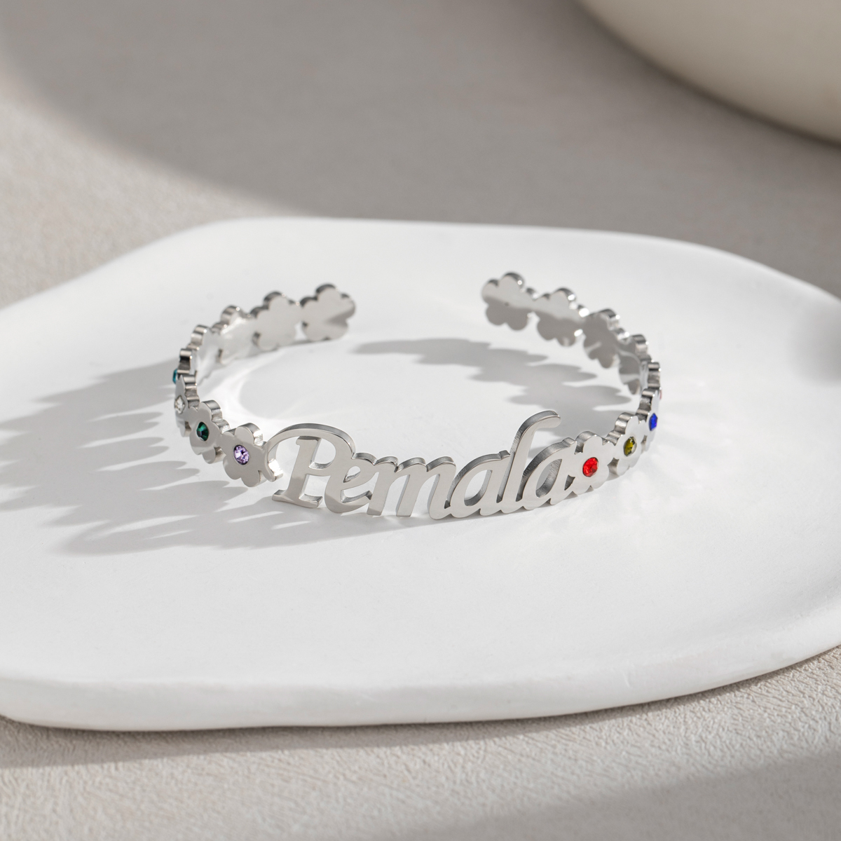 Custom Name Bangle With Rhinestone