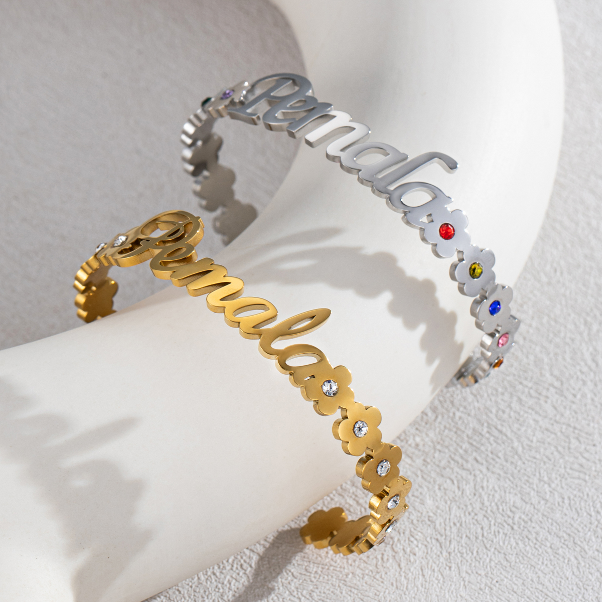 Custom Name Bangle With Rhinestone