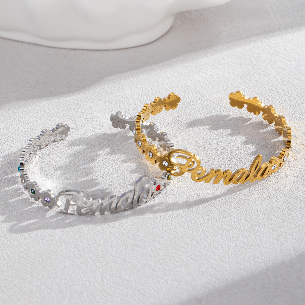 Custom Name Bangle With Rhinestone