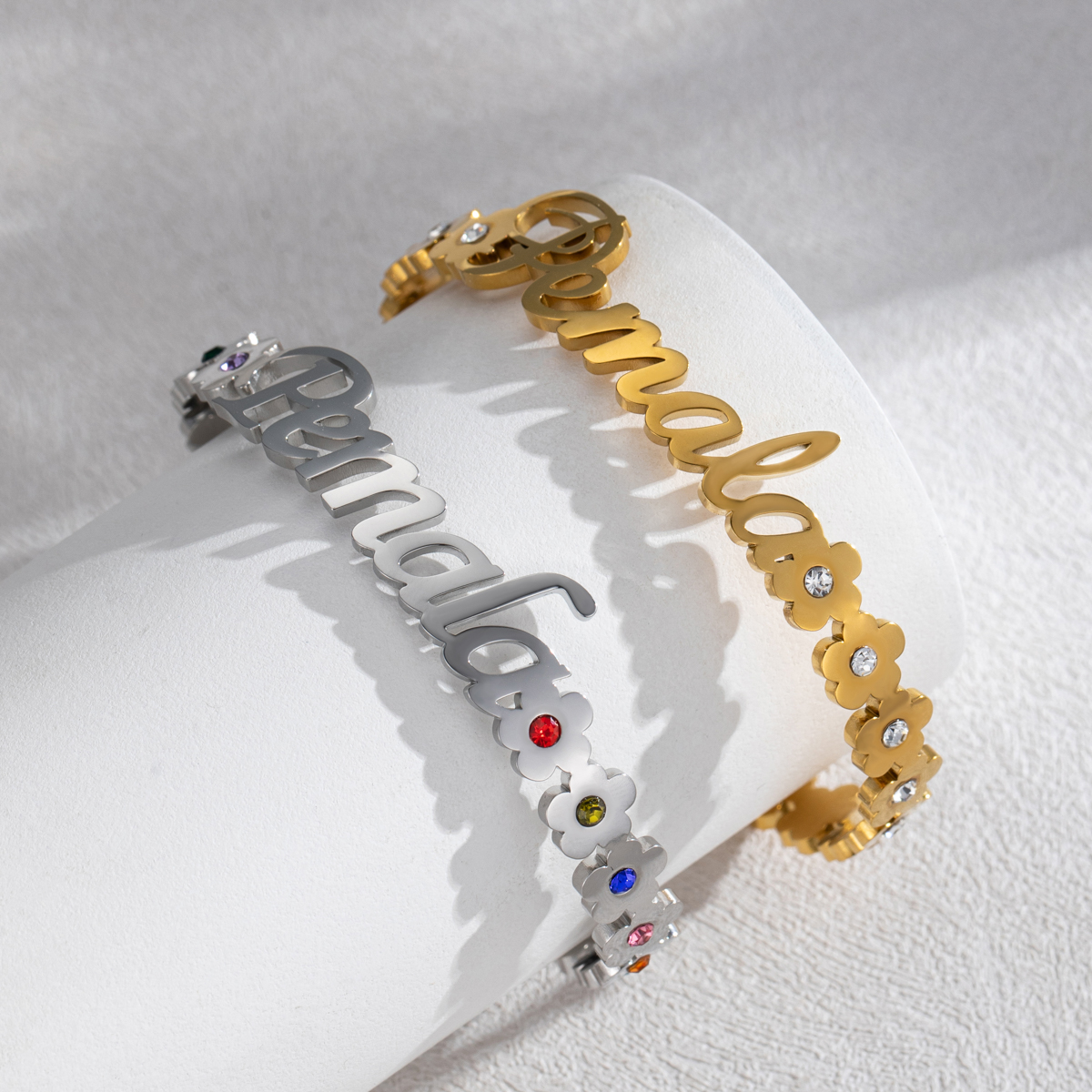 Custom Name Bangle With Rhinestone