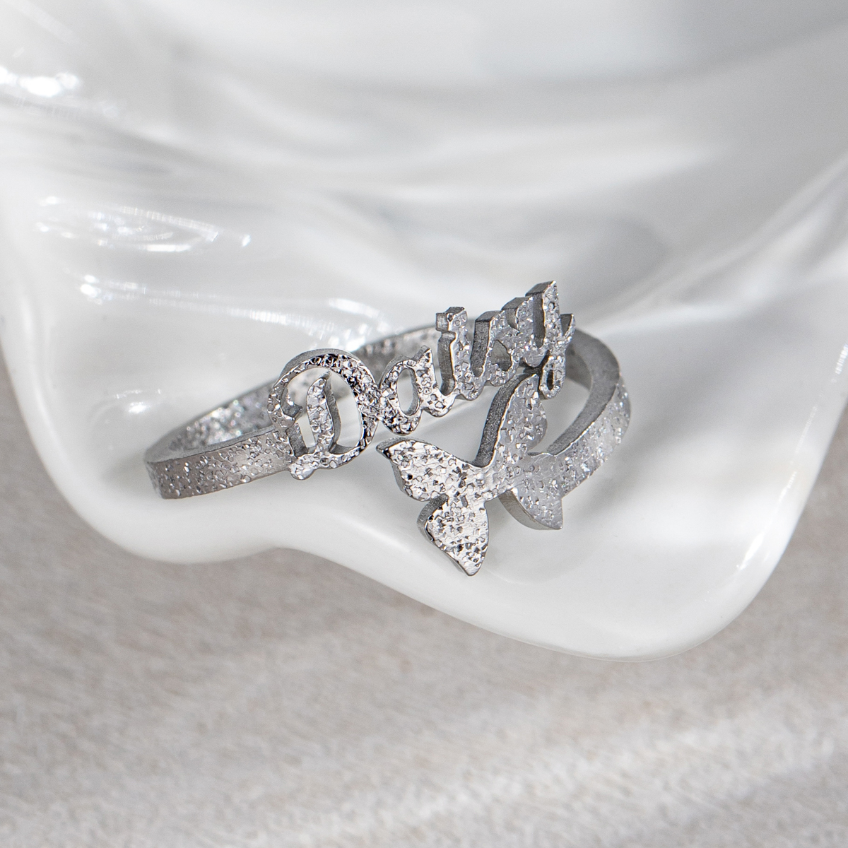 Customized Name Frosted Ring 