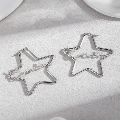 Customized Name Pentagram Earrings