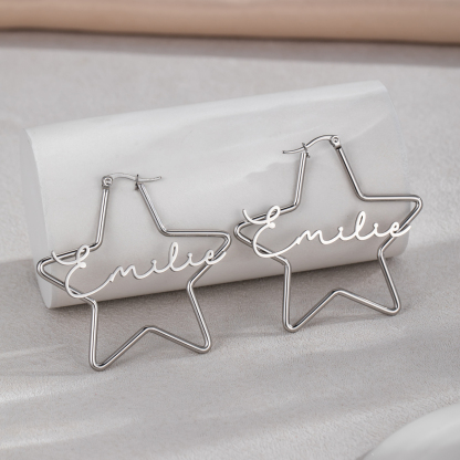 Customized Name Pentagram Earrings