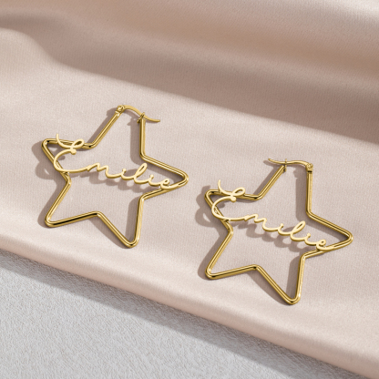 Customized Name Pentagram Earrings