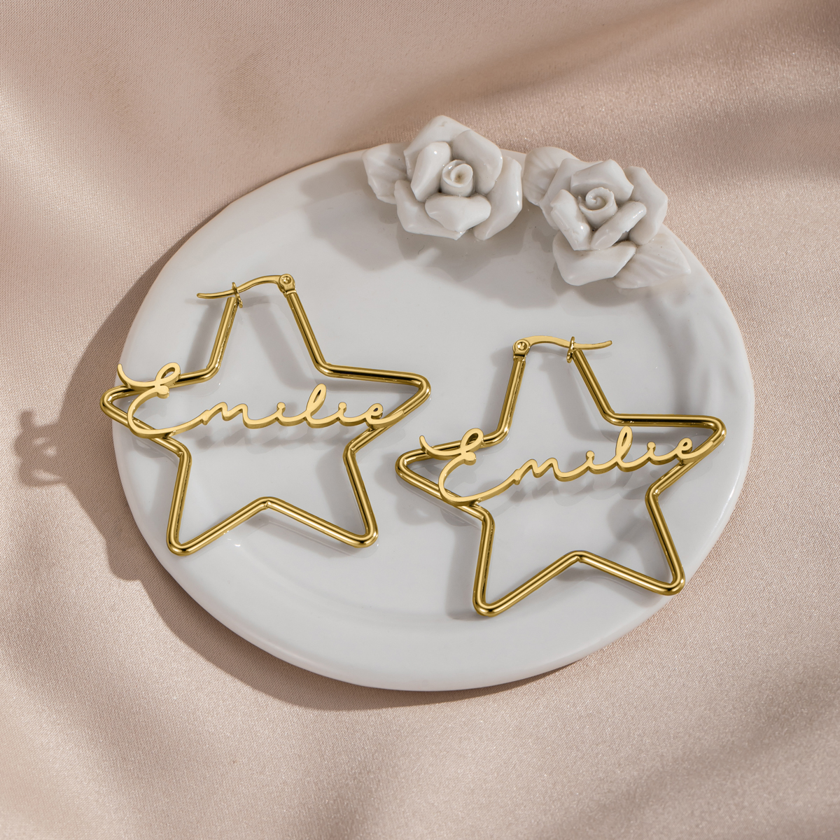 Customized Name Pentagram Earrings