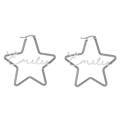 Customized Name Pentagram Earrings