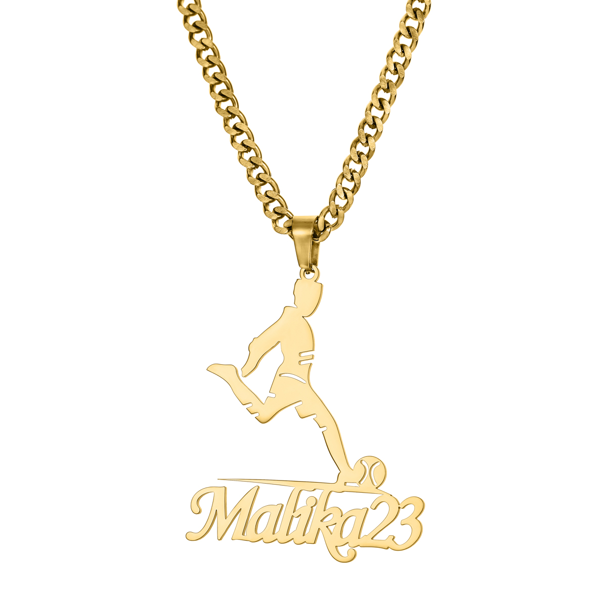 Custom Name Necklaces with Sports Shapes for Football Players