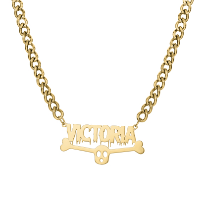 Custom Thick Chain Skull Punk Style Halloween Necklace