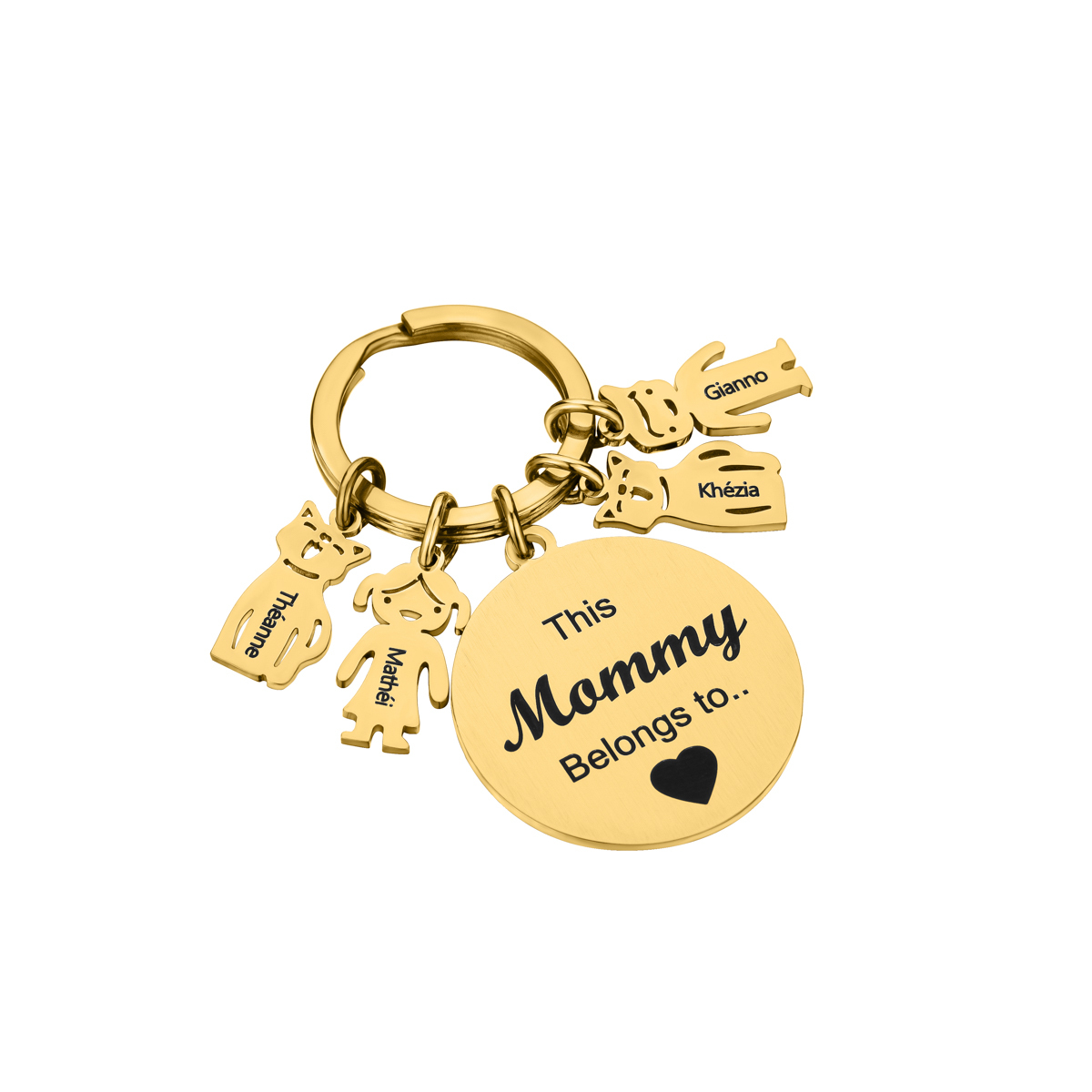 Custom Family Name Keychains with Pendant Patterns of People and Pets
