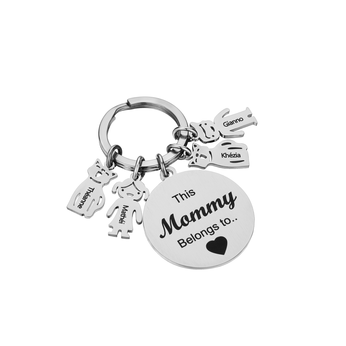 Custom Family Name Keychains with Pendant Patterns of People and Pets