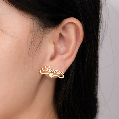 Custom Name Earrings with Christmas Bell Elements