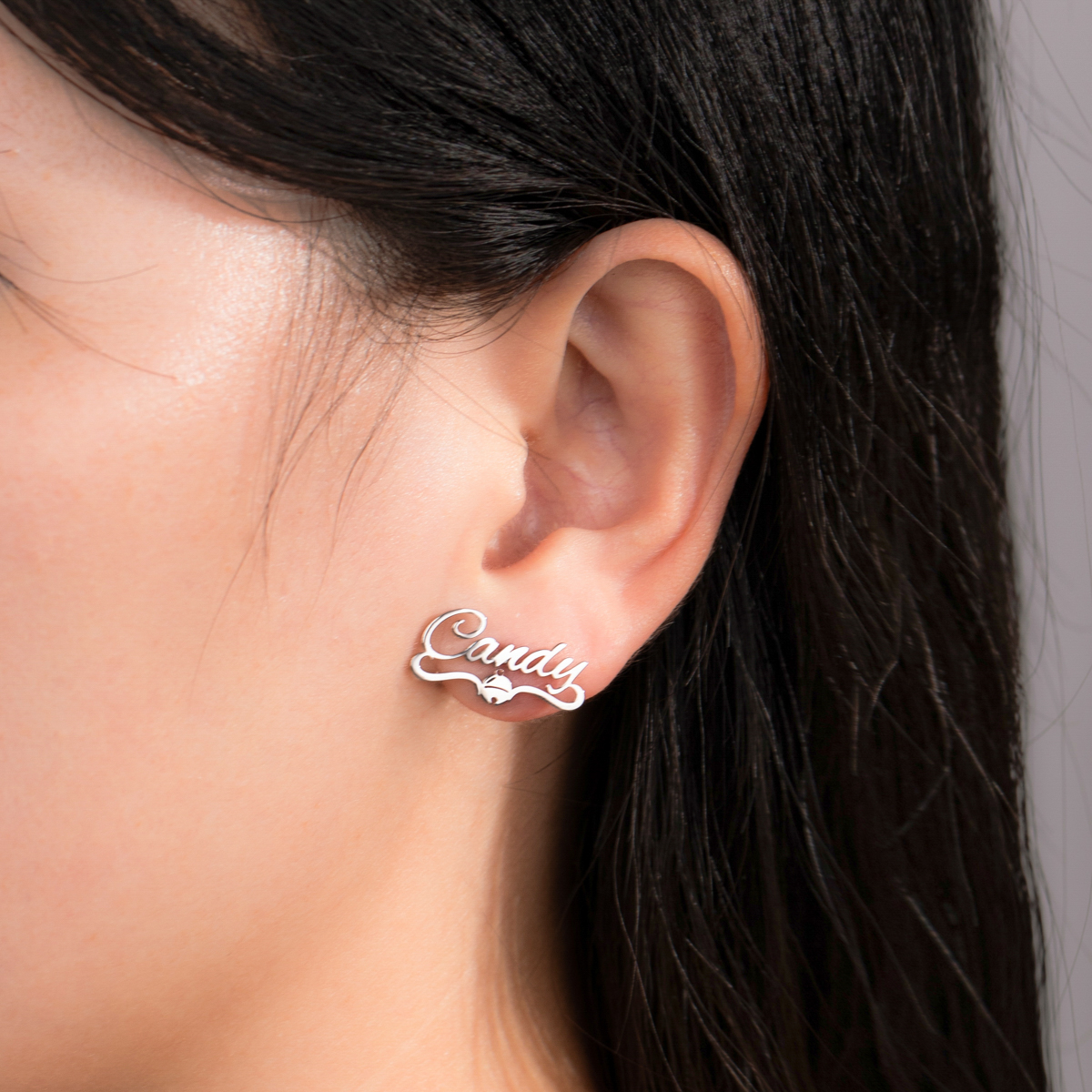 Custom Name Earrings with Christmas Bell Elements