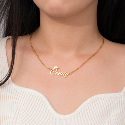 Custom Name Necklaces with Christmas Hat Elements
