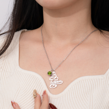 [Copy]Custom Name Necklaces with Double-sided Christmas Snowflake Elements