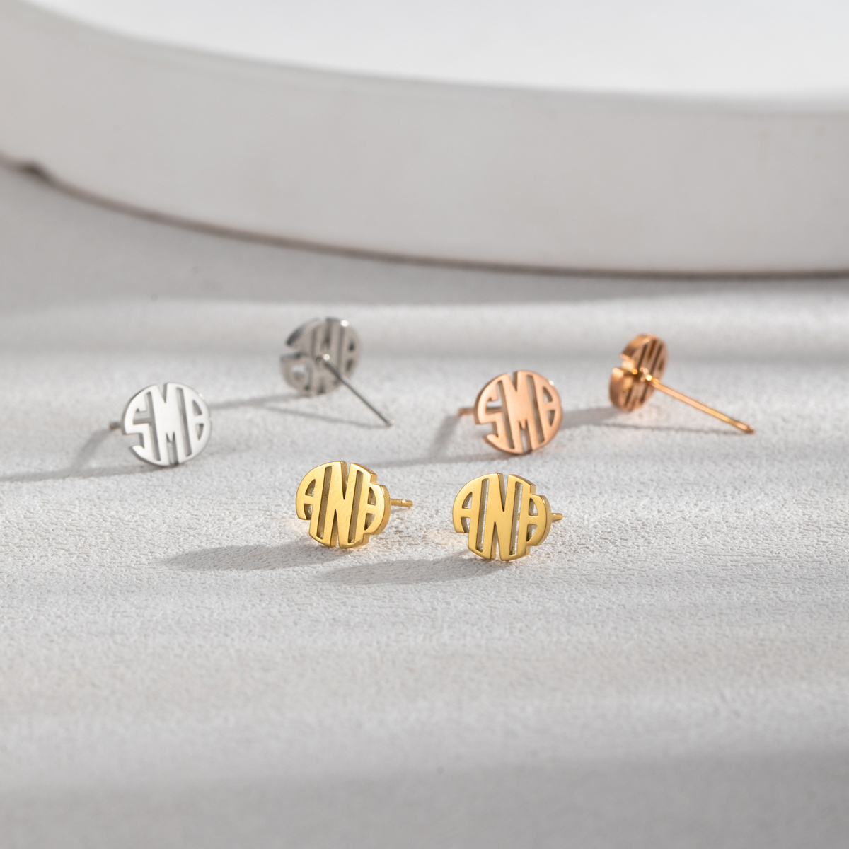 Pesonalized Monogram Earstuds in Stainless Steel-Spefeel