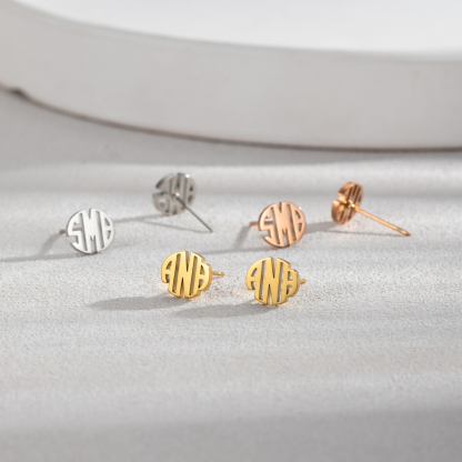 Pesonalized Monogram Earstuds in Stainless Steel-Spefeel