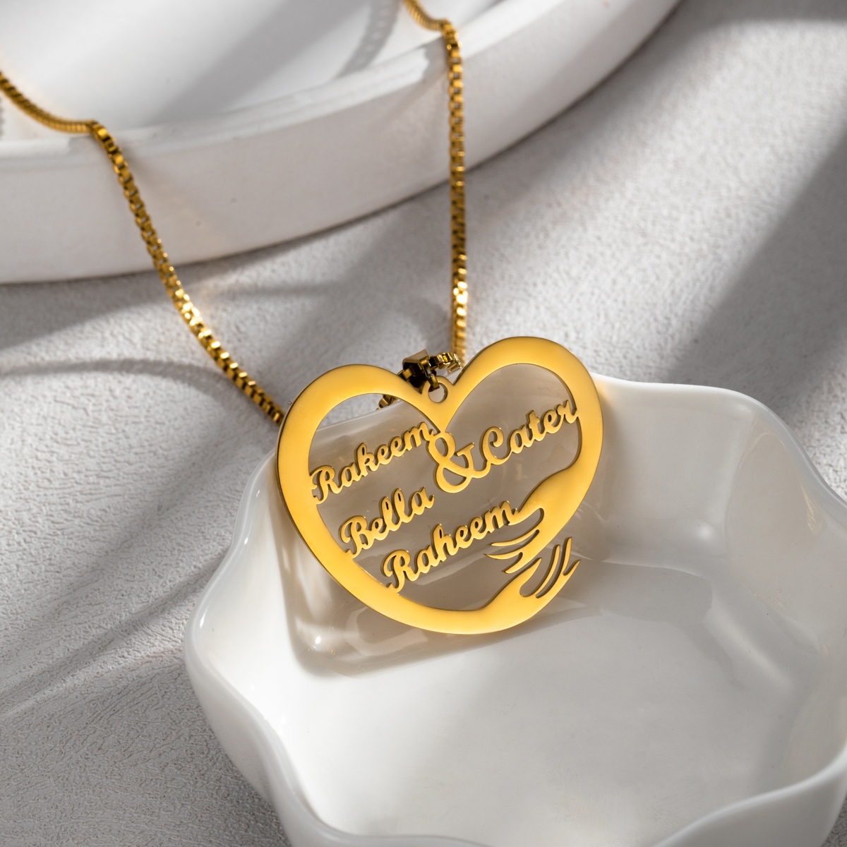 Custom Interlocking Rings Engraved Name Necklace