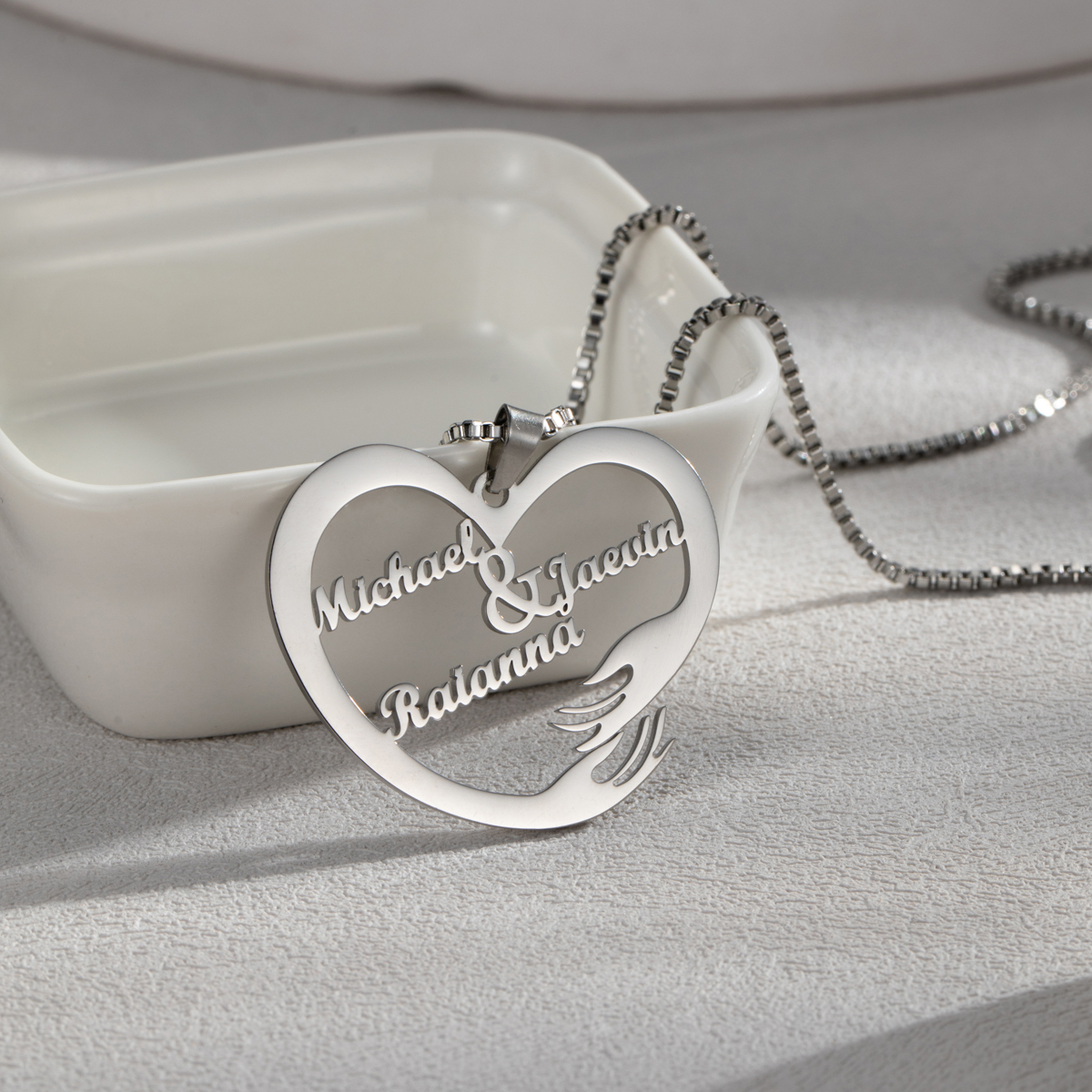 Custom Interlocking Rings Engraved Name Necklace