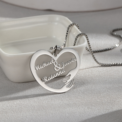 Custom Interlocking Rings Engraved Name Necklace