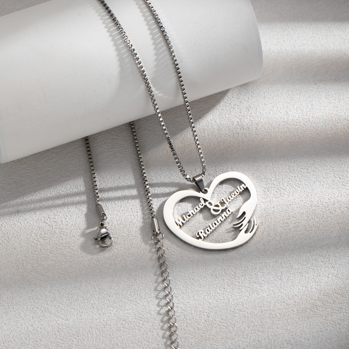 Custom Interlocking Rings Engraved Name Necklace