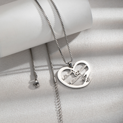 Custom Interlocking Rings Engraved Name Necklace