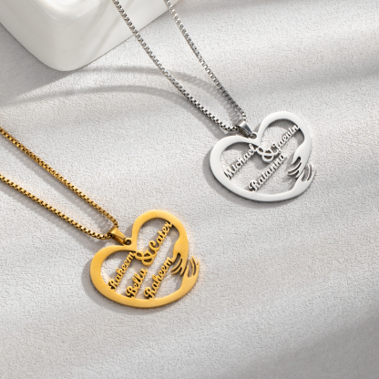 Custom Interlocking Rings Engraved Name Necklace