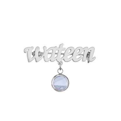 Custom Name Brooch With Birthstone Pendant
