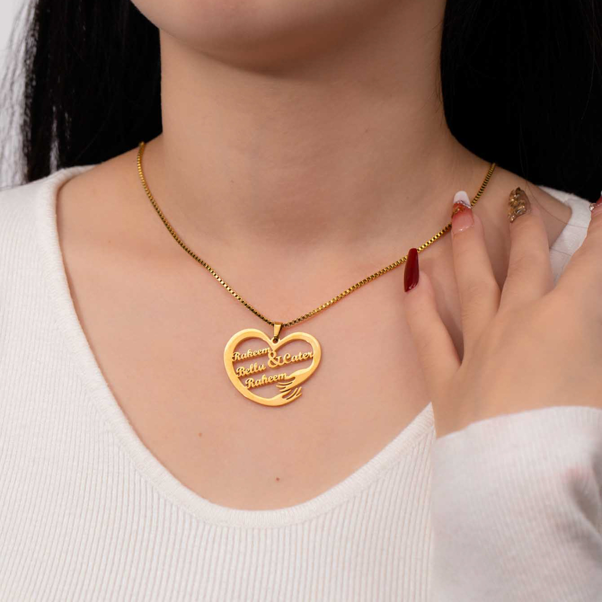 Custom Interlocking Rings Engraved Name Necklace