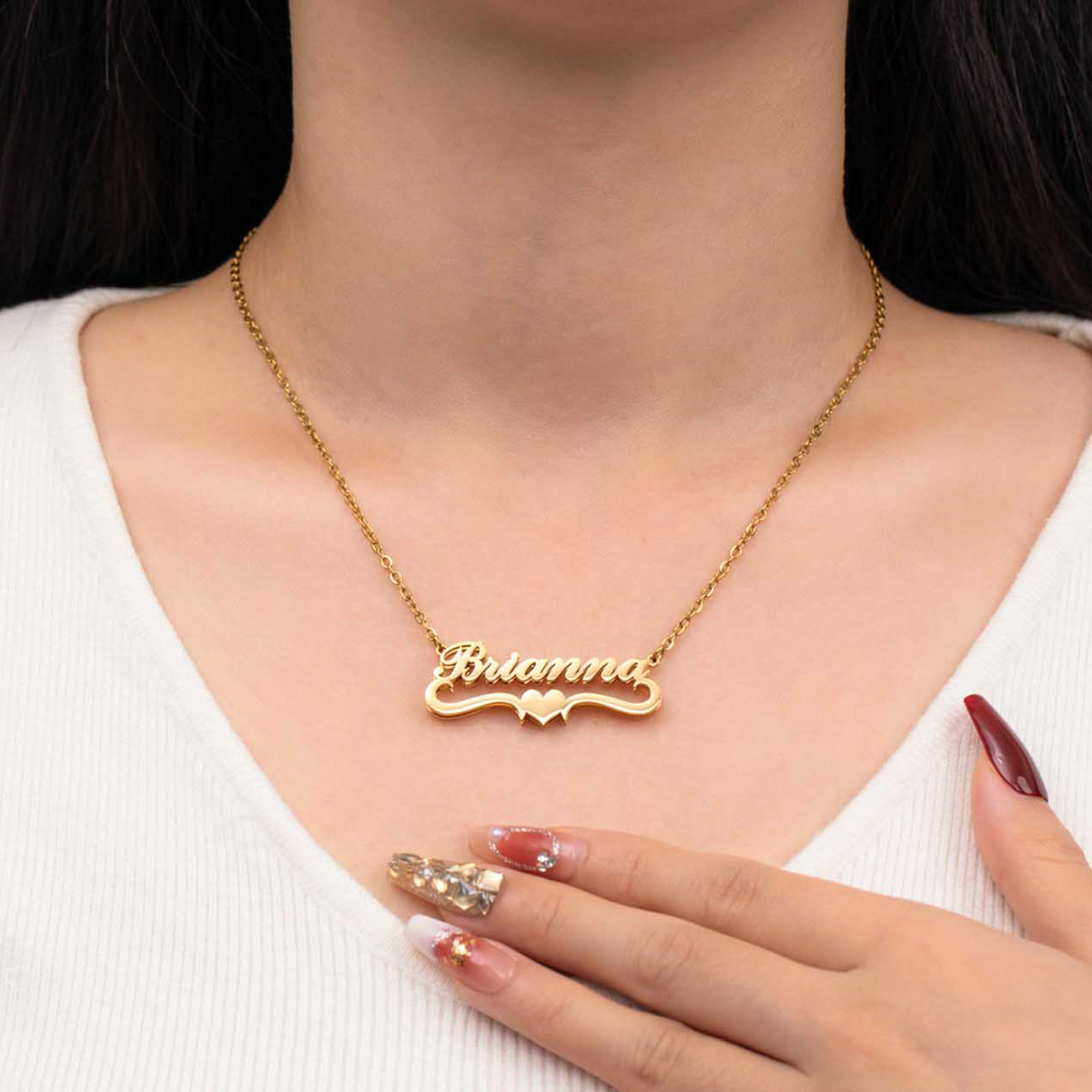 Love-shaped Customized Name Double-layer Necklace