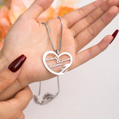 Custom Interlocking Rings Engraved Name Necklace