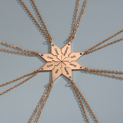 Customized Multiple Name Puzzles Necklace with Birthstone