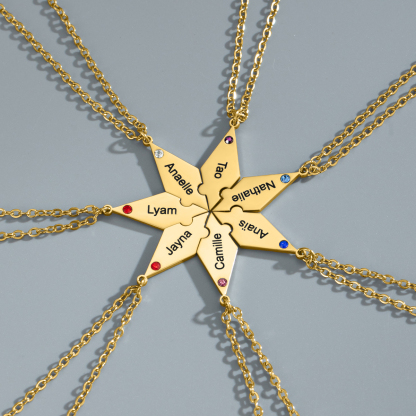Customized Multiple Name Puzzles Necklace with Birthstone