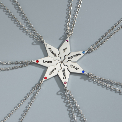 Customized Multiple Name Puzzles Necklace with Birthstone