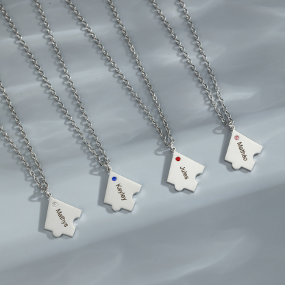Customized Multiple Name Puzzles Necklace with Birthstone