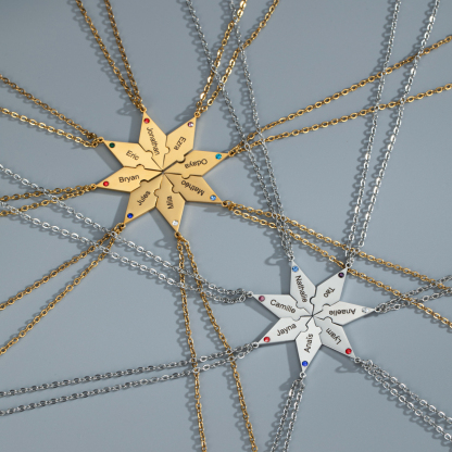Customized Multiple Name Puzzles Necklace with Birthstone