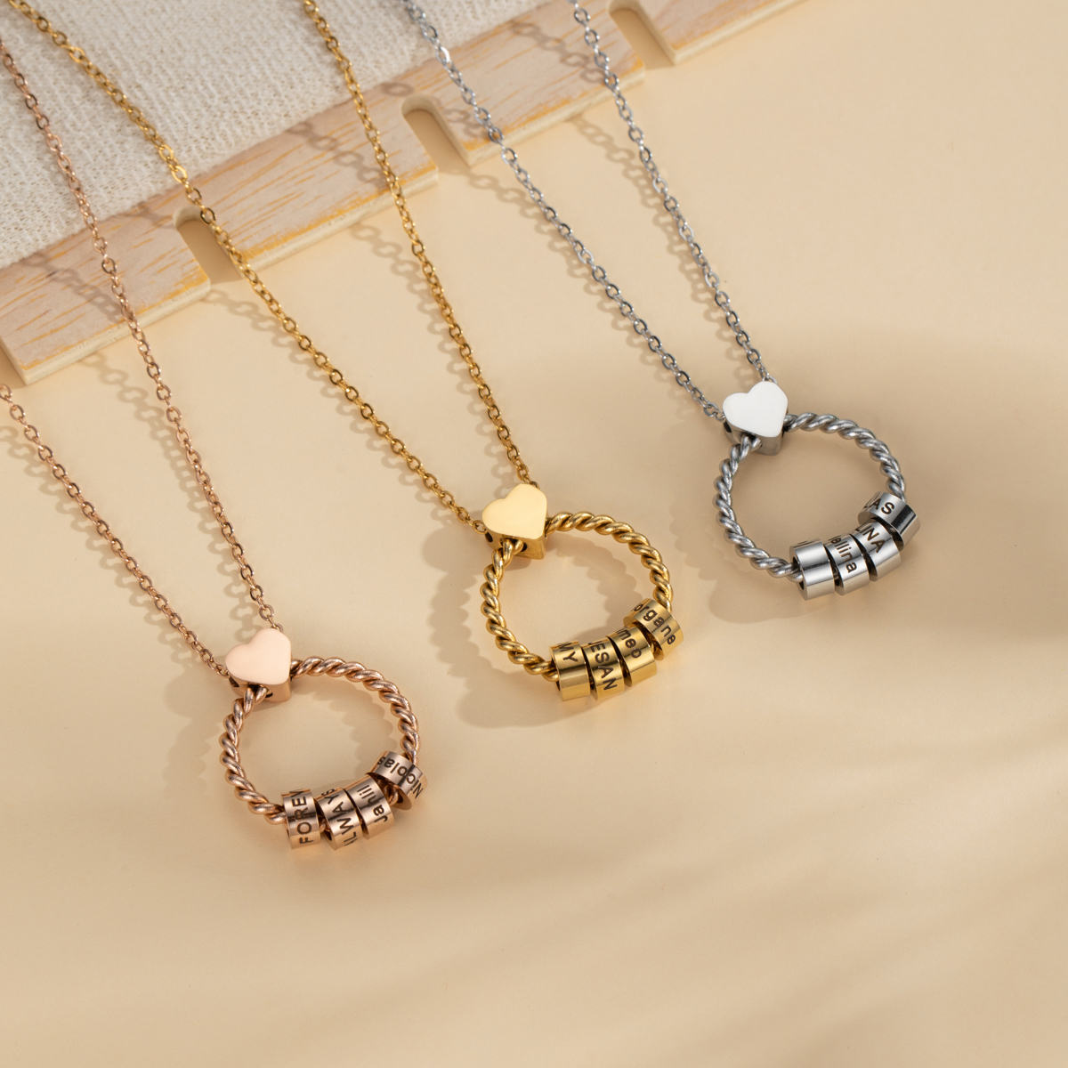 Customized Multi Name Engraved Necklace