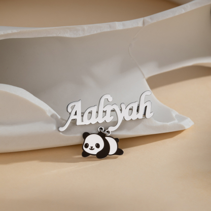 Custom Name Brooch with Panda Pendant