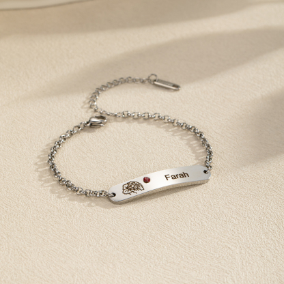 Engraved Birth Flower&Birthstone And Name Bracelets