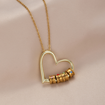 Custom Multiname Heart Pendant Necklace with Birthstone