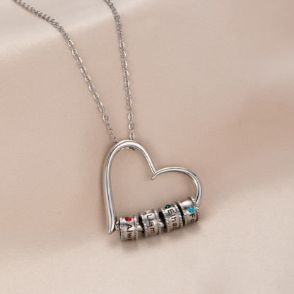 Custom Multiname Heart Pendant Necklace with Birthstone