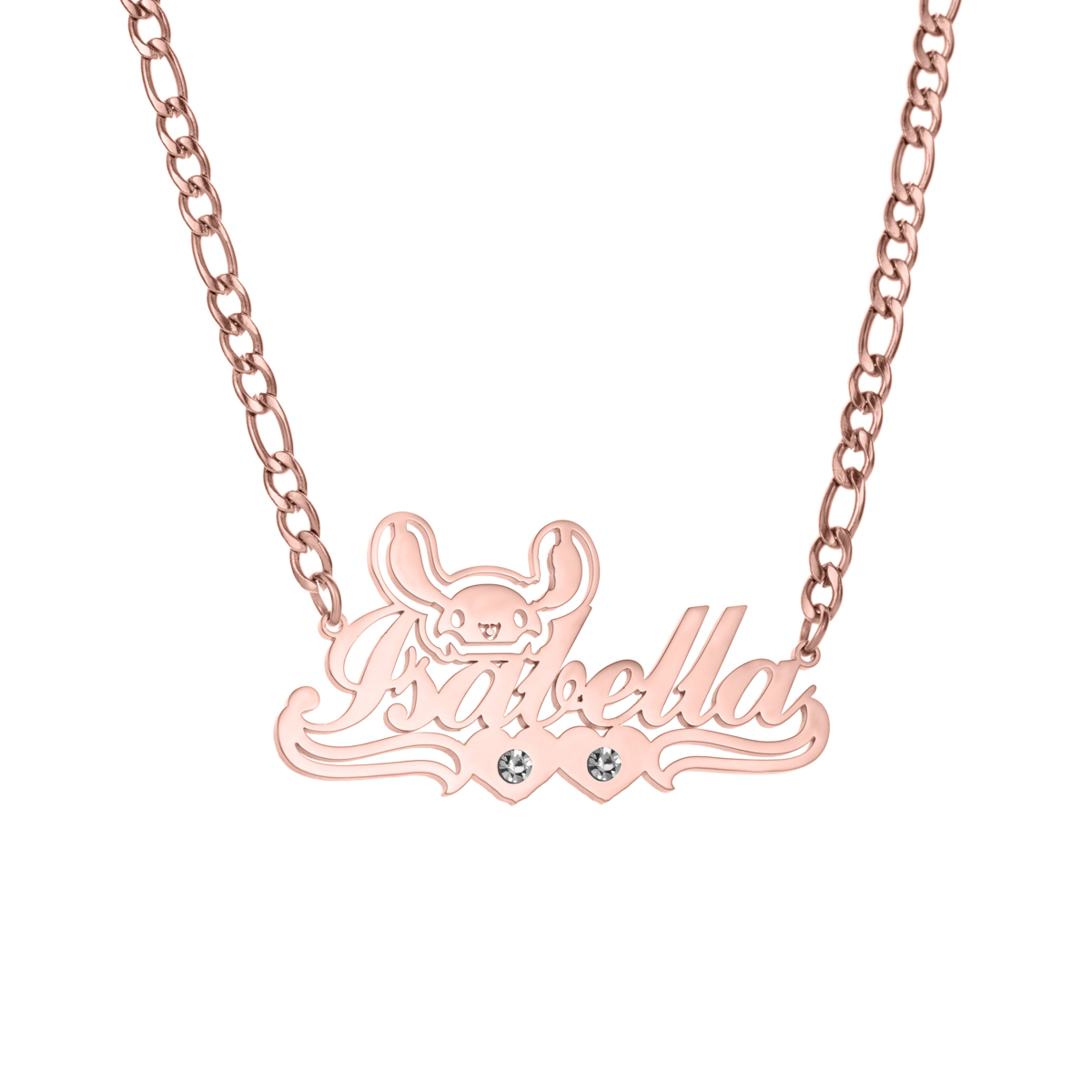 Personalized Name Necklace with Rabbit and birthstone for Birthday or Anniversary