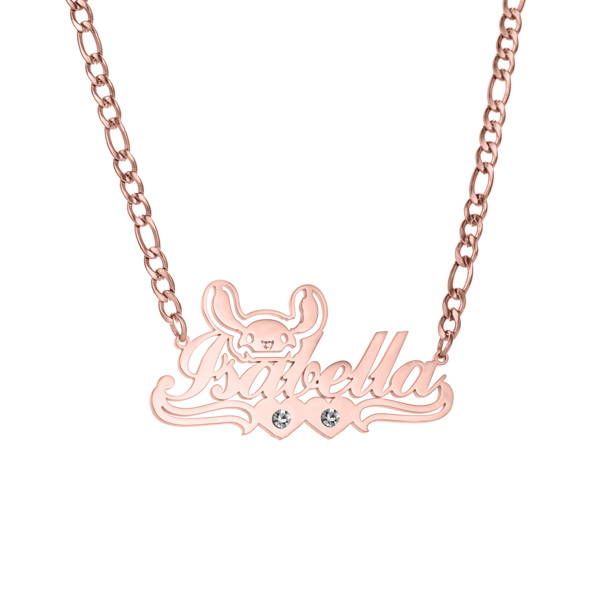 Personalized Name Necklace with Rabbit and birthstone for Birthday or Anniversary