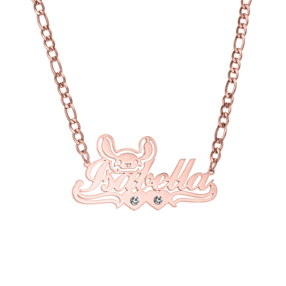 Personalized Name Necklace with Rabbit and birthstone for Birthday or Anniversary