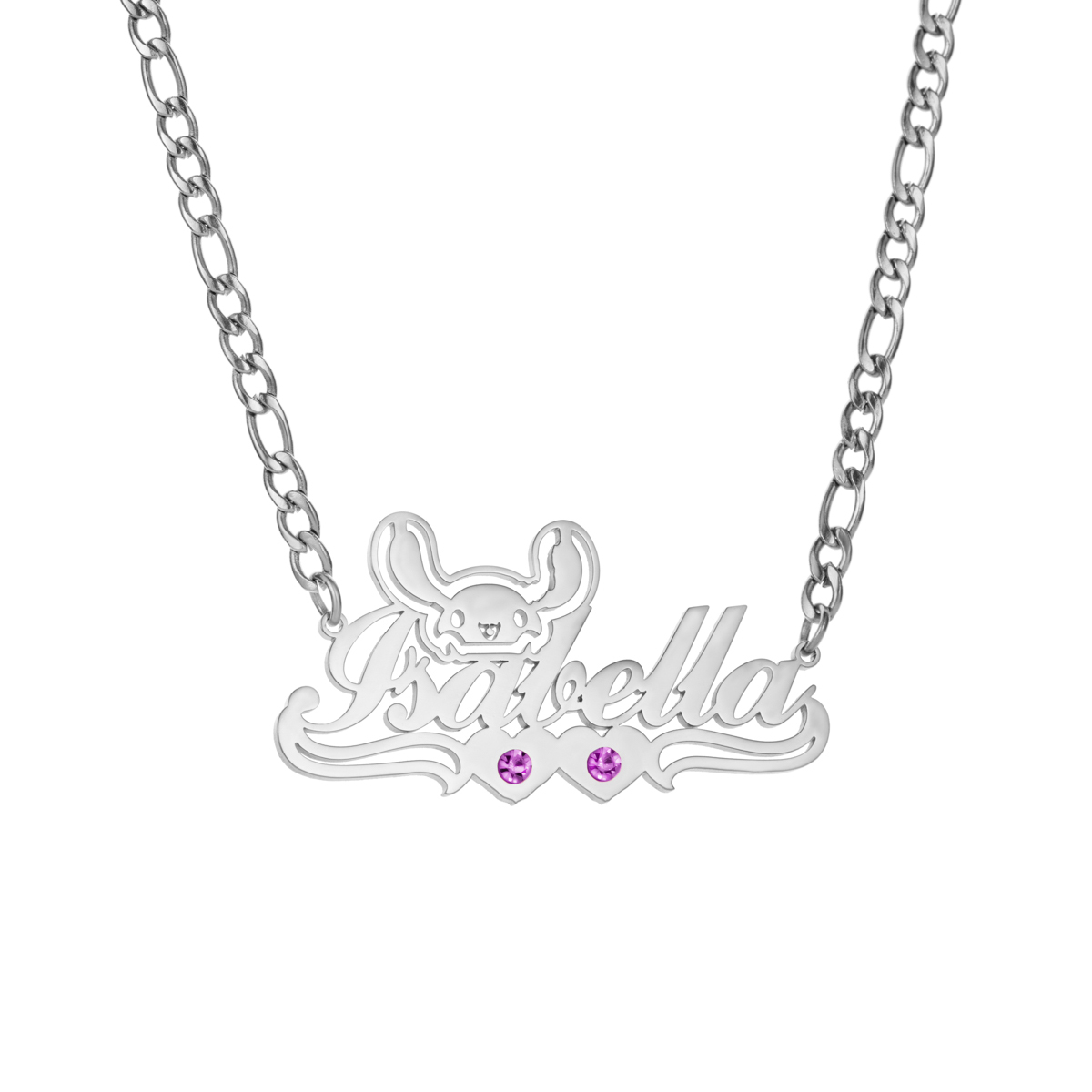 Personalized Name Necklace with Rabbit and birthstone for Birthday or Anniversary