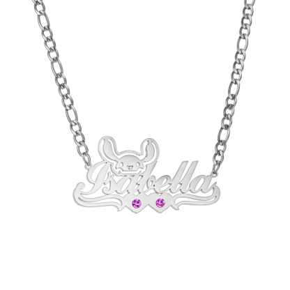 Personalized Name Necklace with Rabbit and birthstone for Birthday or Anniversary